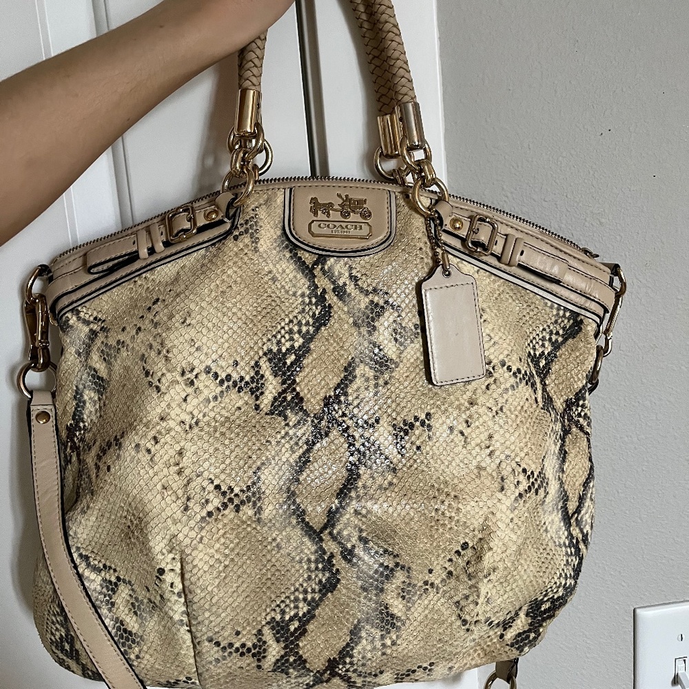 Coach Madison Lindsey Bag Embossed Metallic Python